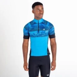 Dare 2b Stay The Course II T-shirt De Cyclisme Zippé à Moitié Pour Homme - Bleu Vif -Shimano Soldes Boutique stay the course ii t shirt de cyclisme zippe a moitie pour homme bleu vif 3
